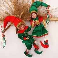 christmas dolls elf on the shelf decorations for home xmas tree ornament couple elves green and red cute hat new year decor gift
