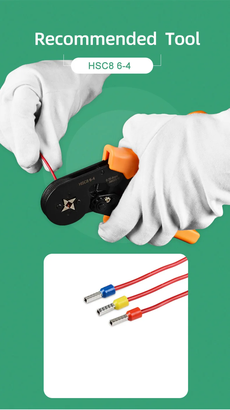 

Wire Connector Insulated Ferrules Tube Terminal Block Cord End E0508 E7508 E1008 Electrical Crimp Terminator E1508 E2508 100PCS