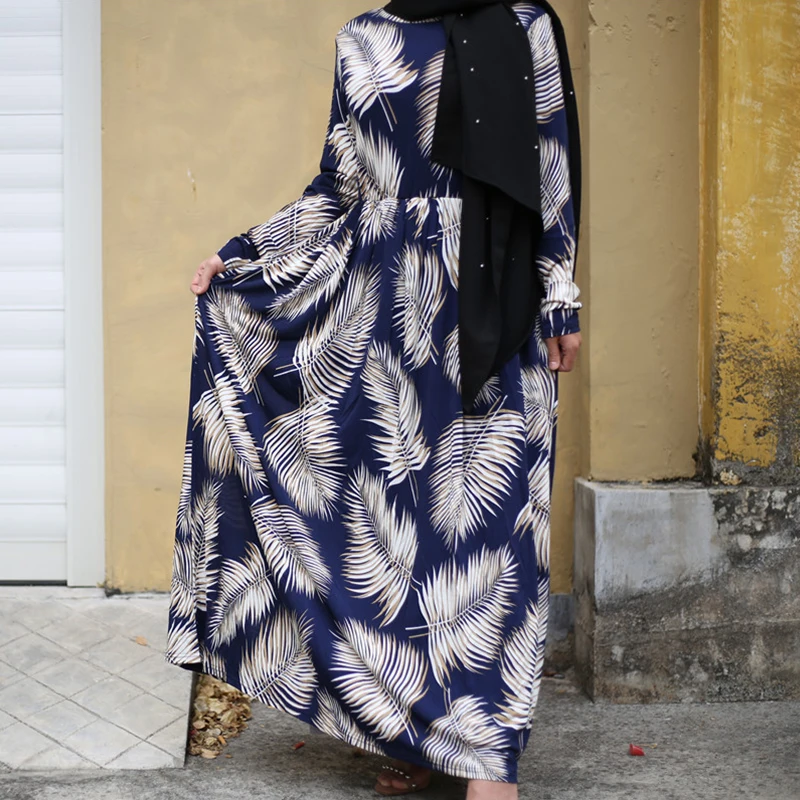 Женское длинное платье Siskakia трапеция с длинными рукавами и принтом перьев