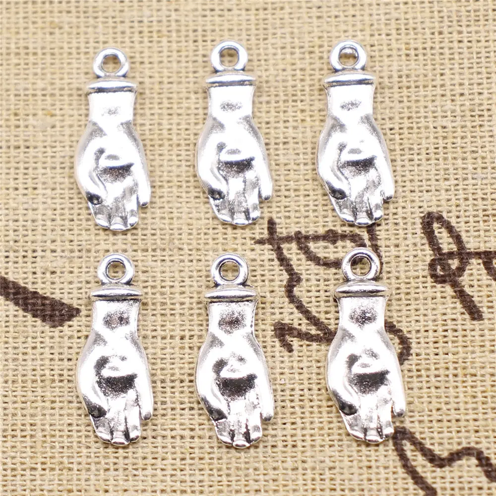 

Charm For Making Jewelry Pendants Antique Silver Color Palm 22x8mm 20pcs