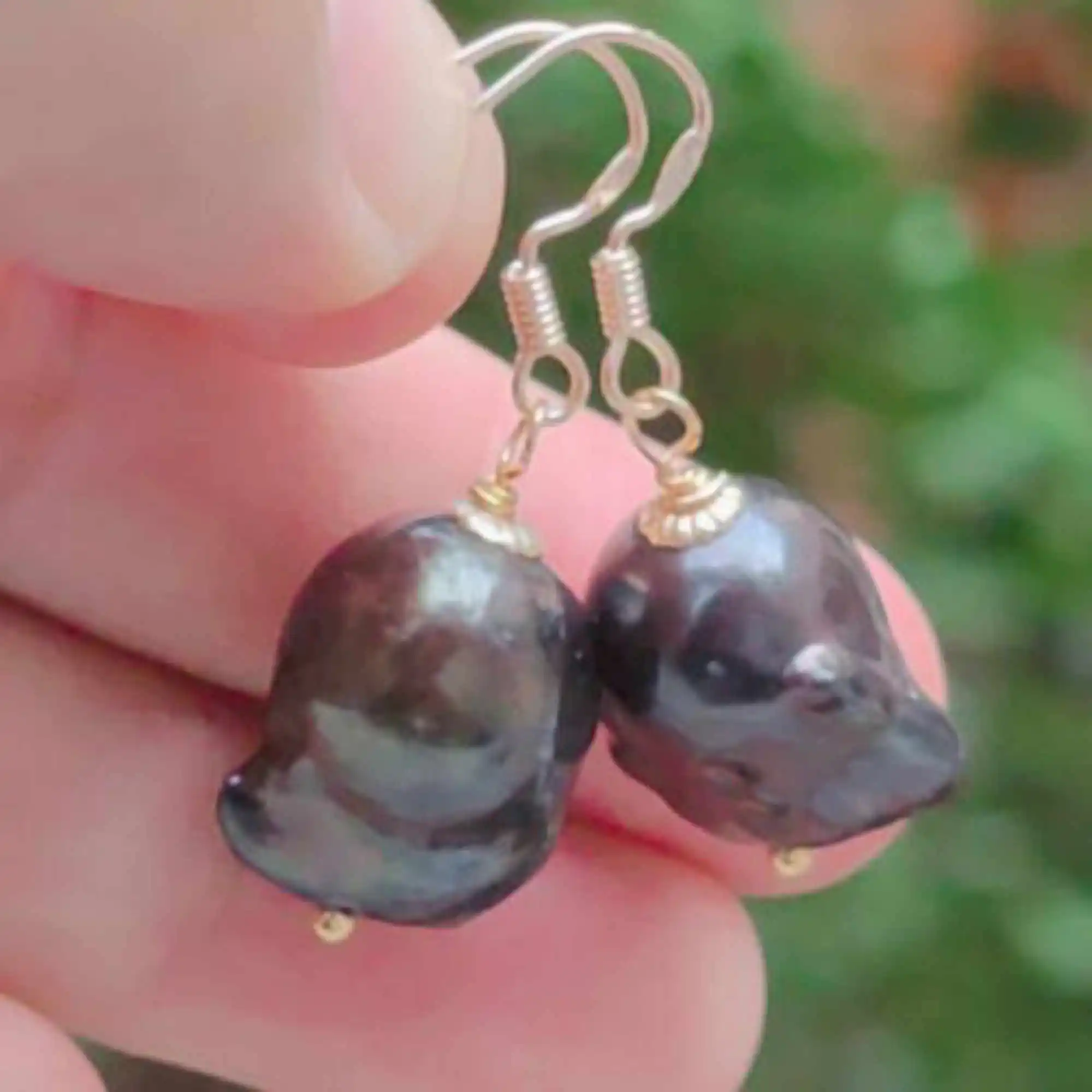 

Natural Baroque black pearl eardrop 18K gold Earrings gift Cultured Thanksgiving CARNIVAL Accessories Wedding Aquaculture Lucky