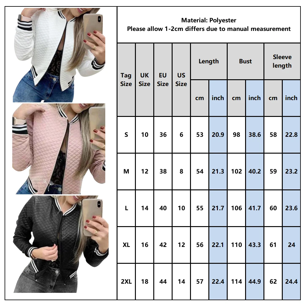 Women Spring Autumn Jackets Long Sleeve Tops Short Basic Jackets Thin Bomber Baseball Coat New Zipper Ladies Outwear D30