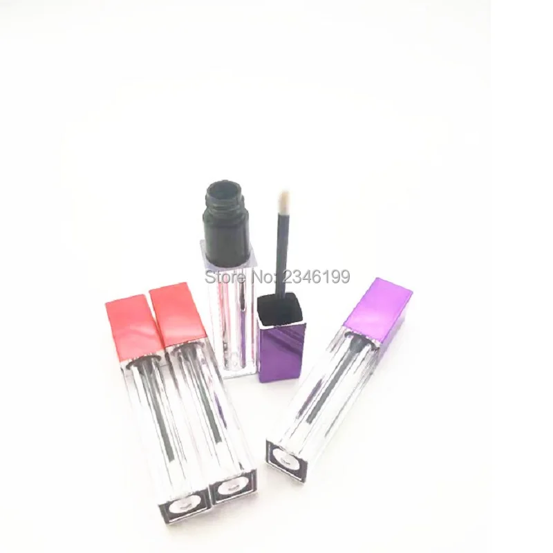 Plastic Square Lip Gloss Tube Clear Empty Liquid Lipstick Packaging DIY Colorful Cap Containers 40pcs/Lot | Красота и здоровье