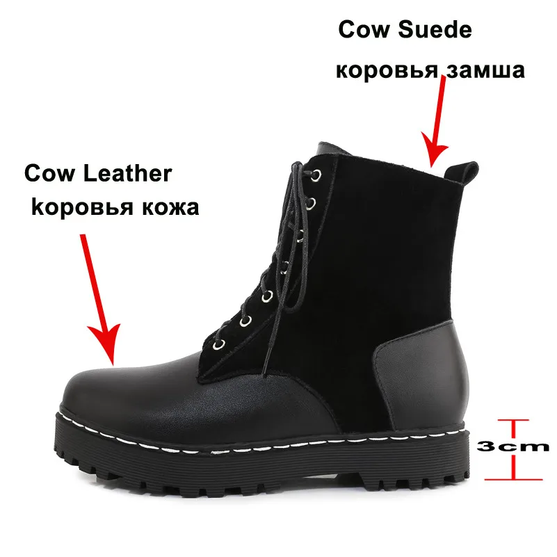 Женские мотоциклетные ботинки Meotina Черные ботильоны из натуральной кожи на