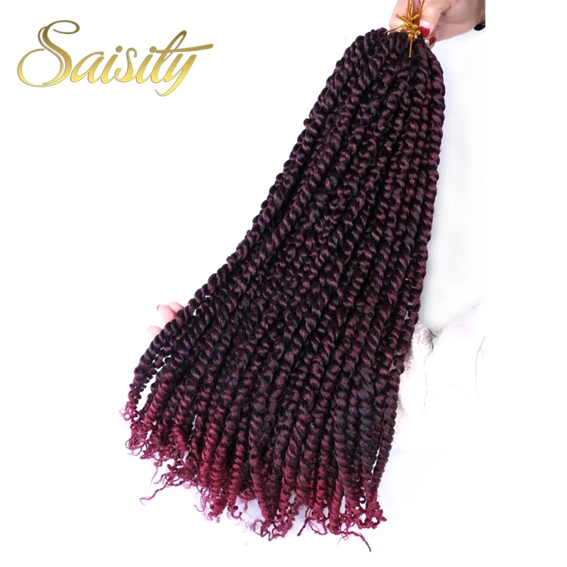 Saisity18inch Омбре бомба твист предварительно Петельчатая коса крючком плетение