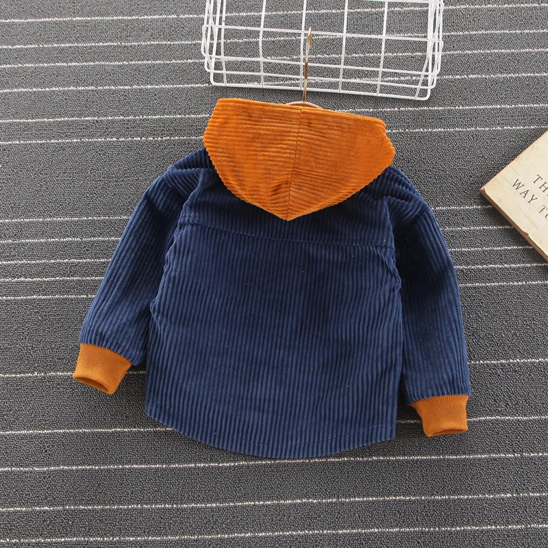 Зимняя куртка для мальчиков полосатая бархатная теплая плюшевая однотонная