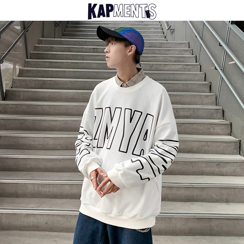 

KAPMENTS Men Streetwear Letter Vintage Hoodies 2021 Mens Kawaii Japanese Graphic Sweatshirts Male Y2k Harajuku Oversized Hoodies