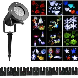 Лазерный проектор, 12 узоров, светодиодные водонепроницаемые снежинки, Новогоднее украшение для дома, вечеринки, сада, ландшафтных ламп