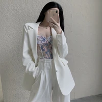 new sexy embroidered lace camisole loose suit jacket high waist draped wide leg pants
