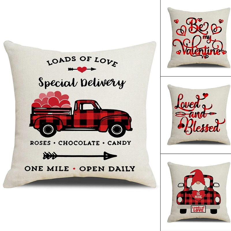 

For Letter Printing Pillowcase Women Girl Cute Love Heart Pillow Cover Cushion Case for Sofa Bed Pillow Case Decor