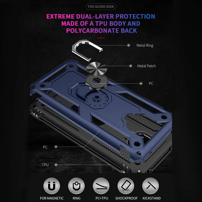 

Phone Case For Xiaomi Redmi Note 9 Pro Case Car Magnetic Holder Bumper For Xiaomi Redmi Note 9S Armor Cover Redmi 9C NFC 9A 9 C