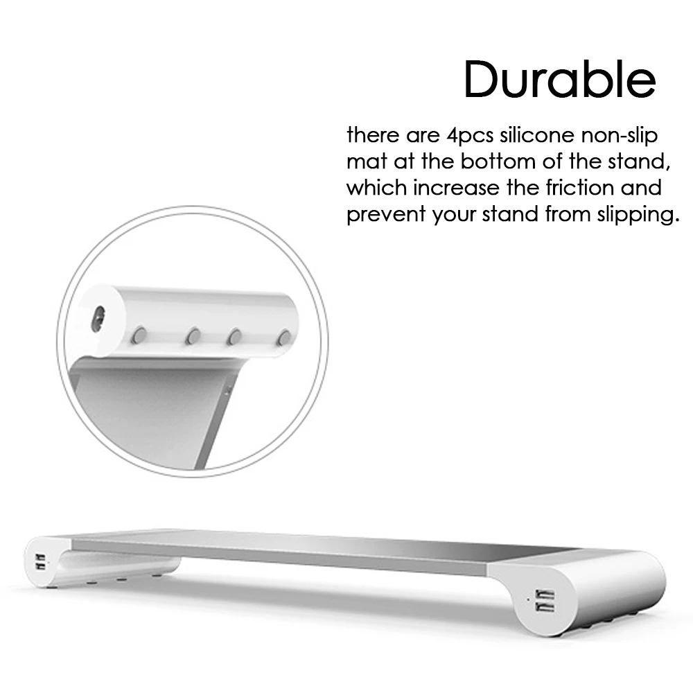 

Besegad Monitor Stand riser Aluminum Alloy Computer Monitor Dock Base Bracket with 4 USB Ports for iMac MacBook US EU UK Plug