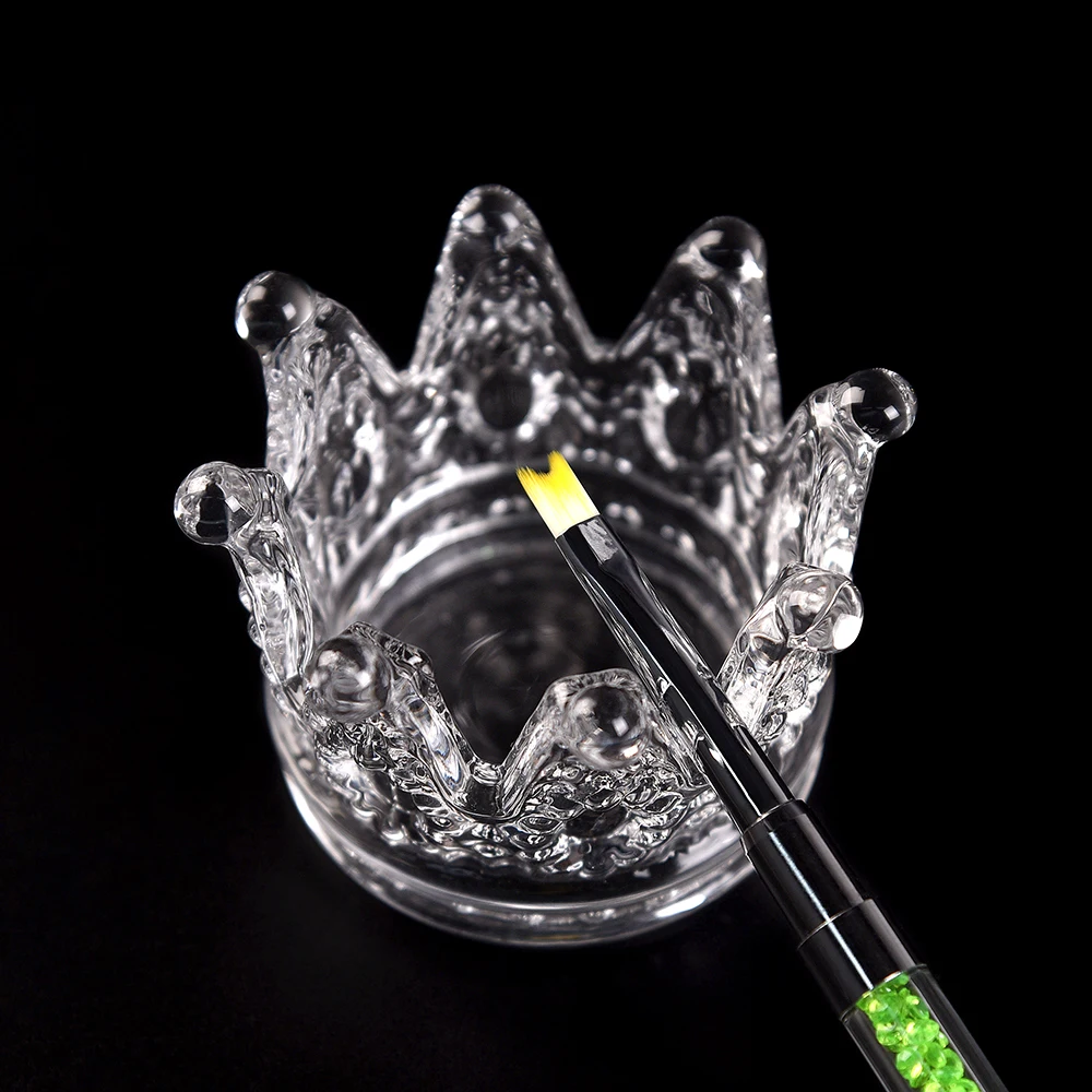 KADS Crown Акриловый стакан для ногтей прозрачный акриловый порошок Жидкость подставка для тарелки стеклянный контейнер для ногтей инструмент для дизайна ногтей с держателем для кистей - изображение