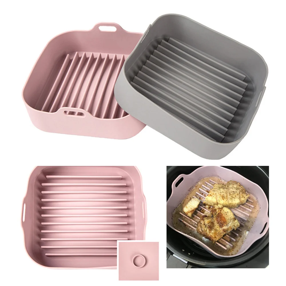 

Thickened Silicone Pot Air Fryers Oven Accessories Bread Fried Chicken Pizza Basket Baking Tray FDA Baking Dishes Kitchen Tool