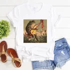 2021 модная женская футболка с принтом лягушки, Летняя короткая футболка с графическим принтом, белые футболки с круглым вырезом, женская одежда, топы, модные женские футболки
