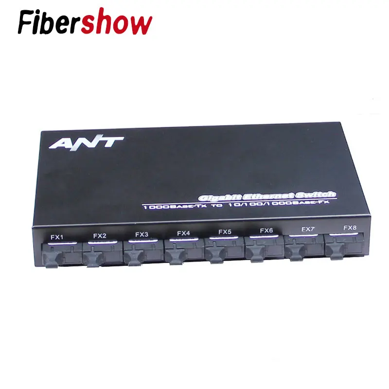 Гигабитный Ethernet коммутатор Ethernet волоконно-оптический медиаконвертер 8 портов 1,25G SC 2 RJ45 10/100/1000 M