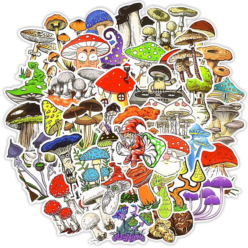 

50pcs Car Personality Sticker Guitar Cute Colorful Mushroom Doodle Stickers Suitcase Auto Motorcycle Body Graffiti Sticker