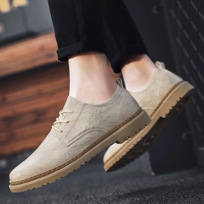 Мужская модная обувь Кожаная повседневная мягкая удобная дышащая на плоской