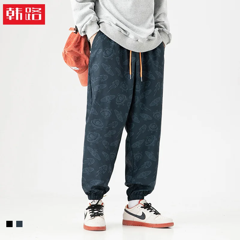 

Hanlu Japanese Style Men's Clothing 2022 Autumn and Winter New Casual Pants Men's Fashion Brand Space Elements Full Printed