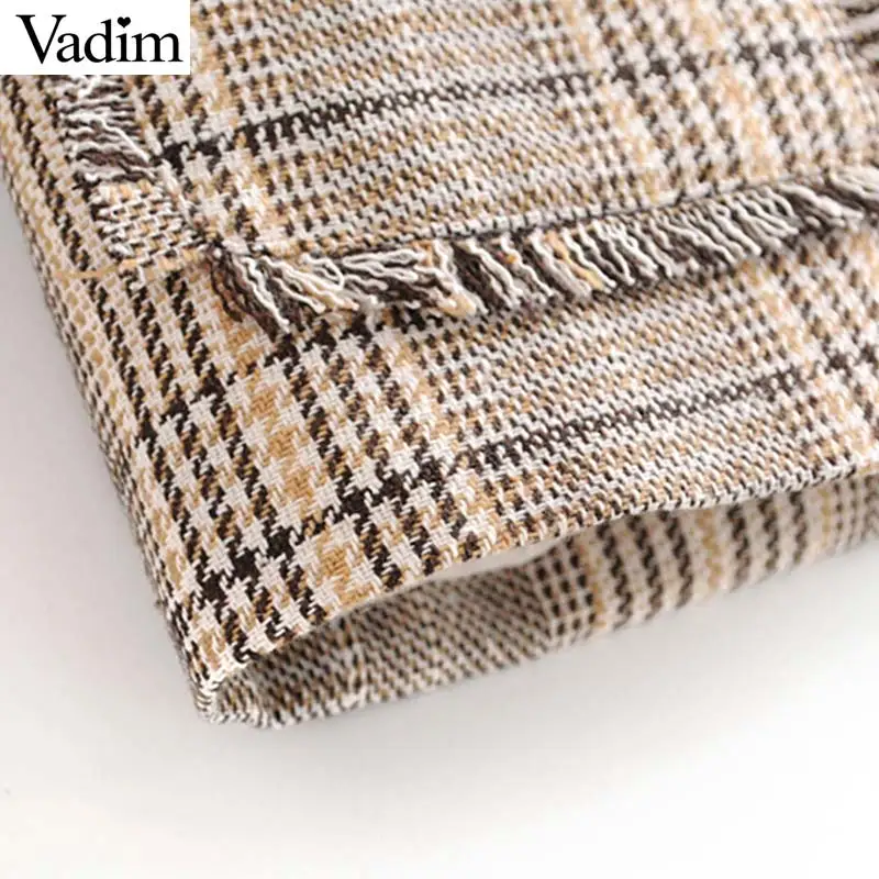 Vadim Женская модная твидовая куртка с кисточками в виде гусиных лапок лоскутные