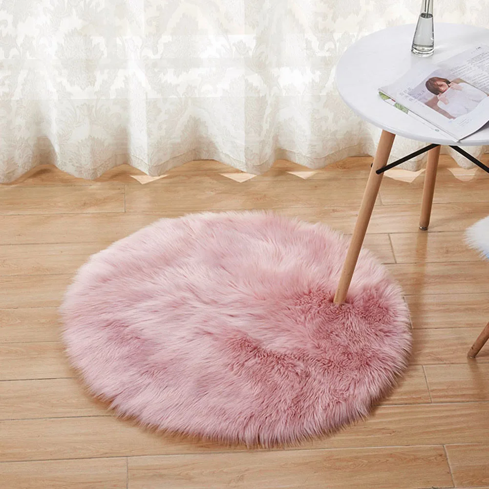 

Пушистый круглый ковры для Декор в гостиную ковры из искусственного меха детская комната с плюшевым ворсом внутри коврики для Спальня мохн...