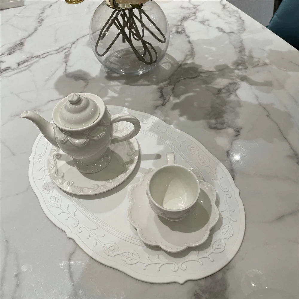 Овальная силиконовая салфетка под прибор в виде цветка посуда маслостойкий