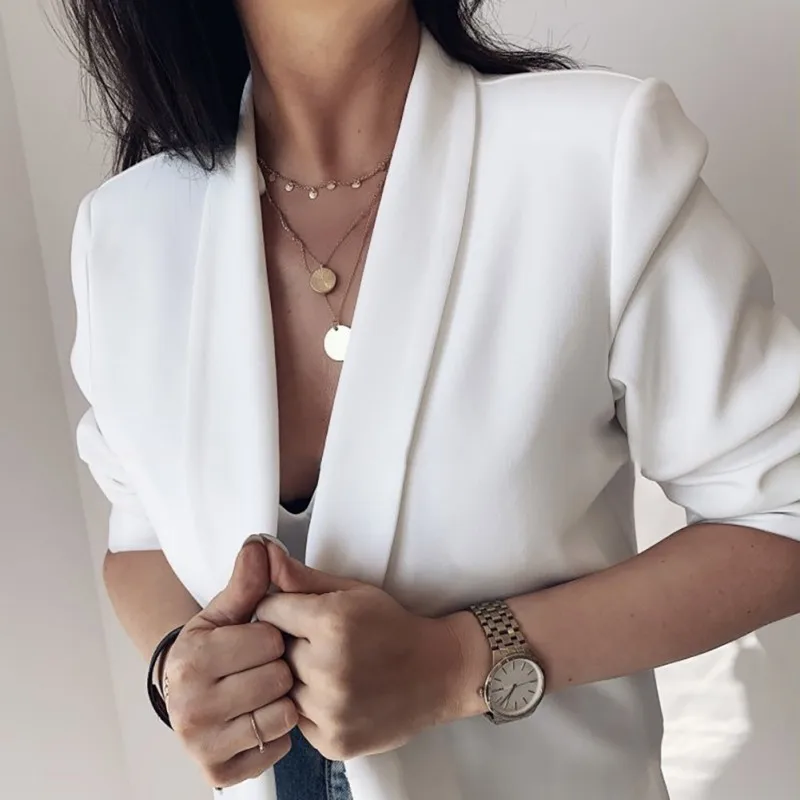 

Autumn Women Blazer Slim Office Workwear Ladies Jackets Long Sleeve Solid Pockets Business Outwear women blazers and jackets