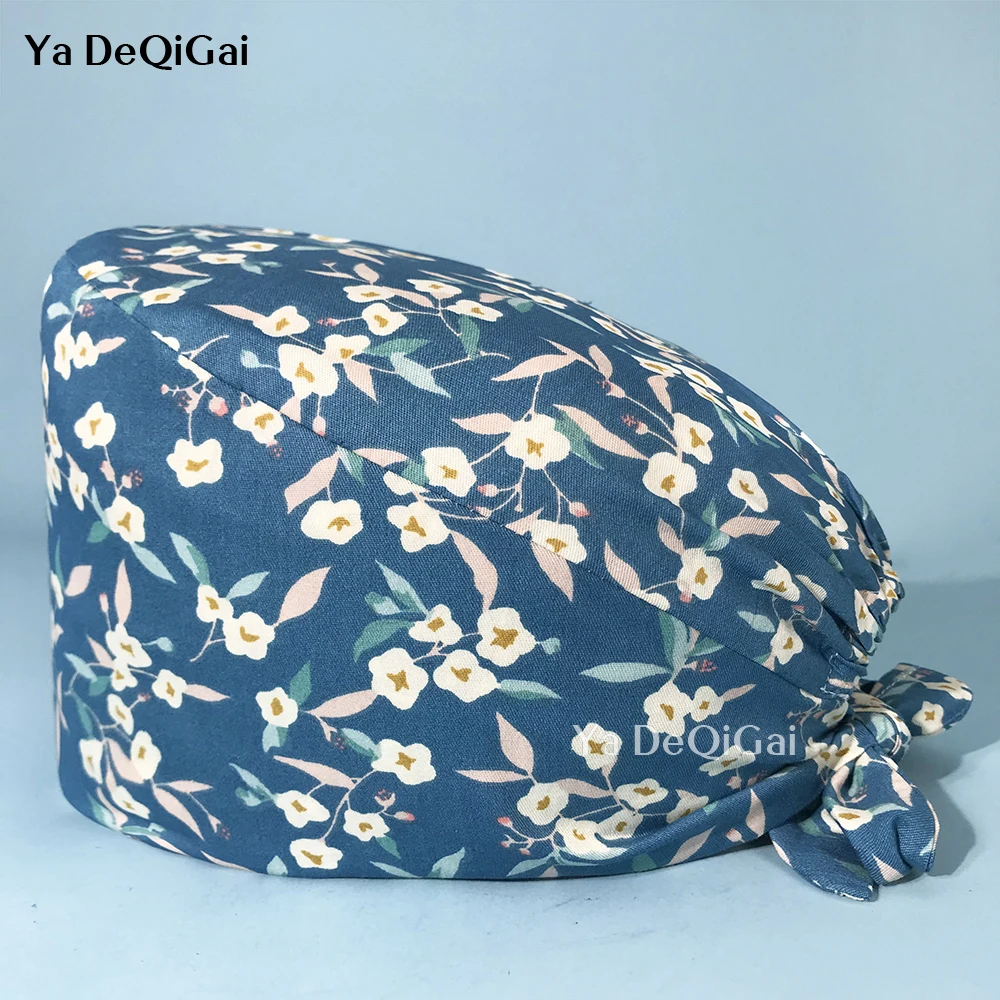 

Multicolor Breathable Unisex doctor hat Fashion Cartoon Printed Pet Grooming Working Cap Adjustable Hygiene Care Cap Custom logo