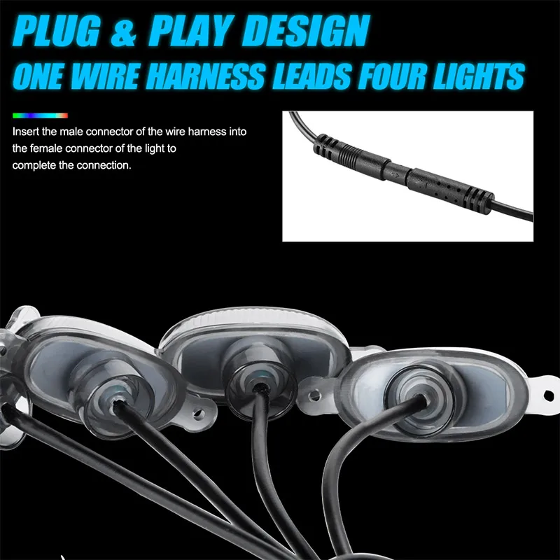 4pcs Smoked Front Grille LED Lights App control Lighting DRL RGB Fit For Ford F150 F250 F350 Raptor Toyota Tacoma - купить по