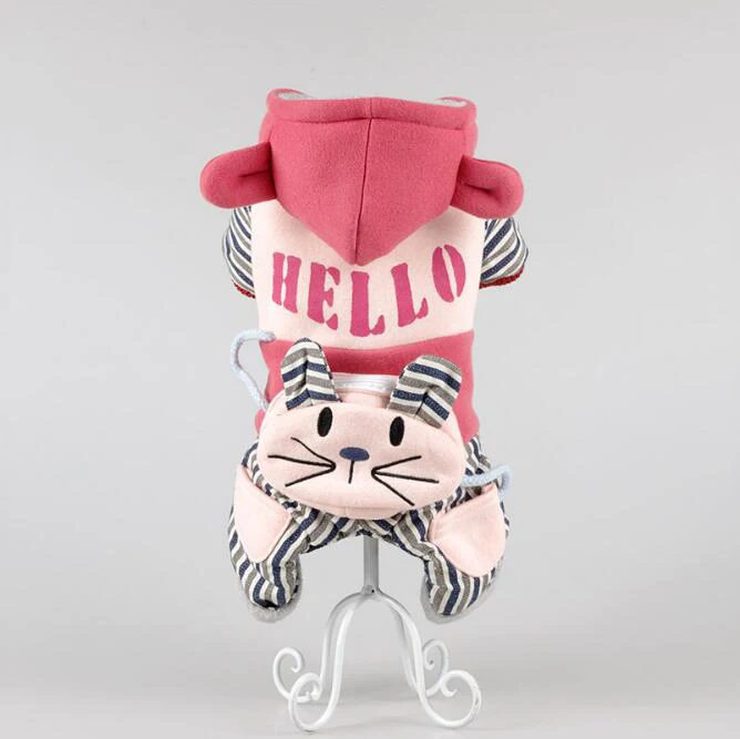 Red Hello Качественная одежда для маленьких питомцев Petalk, теплый зимний комбинезон для кошек, собак, пальто с капюшоном, одежда с флисовой подкладкой, Комбинезоны для домашних животных, размеры от XS до XXL - Цвет: Red Hello