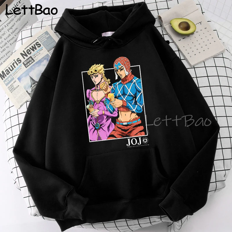 

Jojo's Bizarre Adventure Enjoying Ice Cream Sweatshirt Anime Tracksuit Long Sleeve Clothes for Teenagers Fashion Hoodies Men