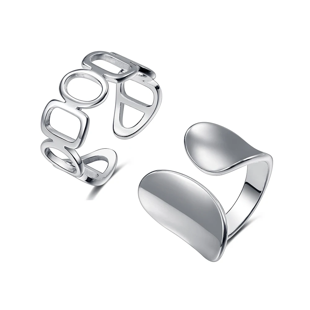 

FNIO 2021 Minimalist 925 Sterling Silver Width Rings for Women New Fashion Creative Hollow Geometric Handmade Party Jewelry Gift