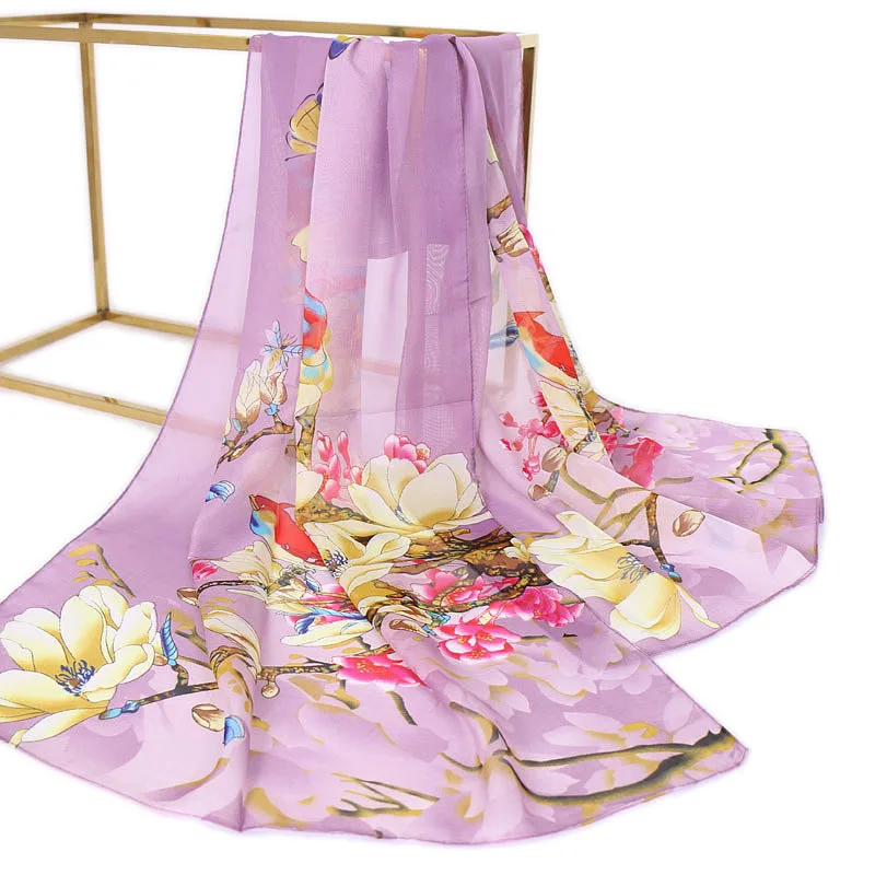 

Printed Chiffon Sunscreen Women's Silk Scarf Urban Clothing Accessories Tulip Long Scarf Shawl, Wrap Four Seasons Decorate