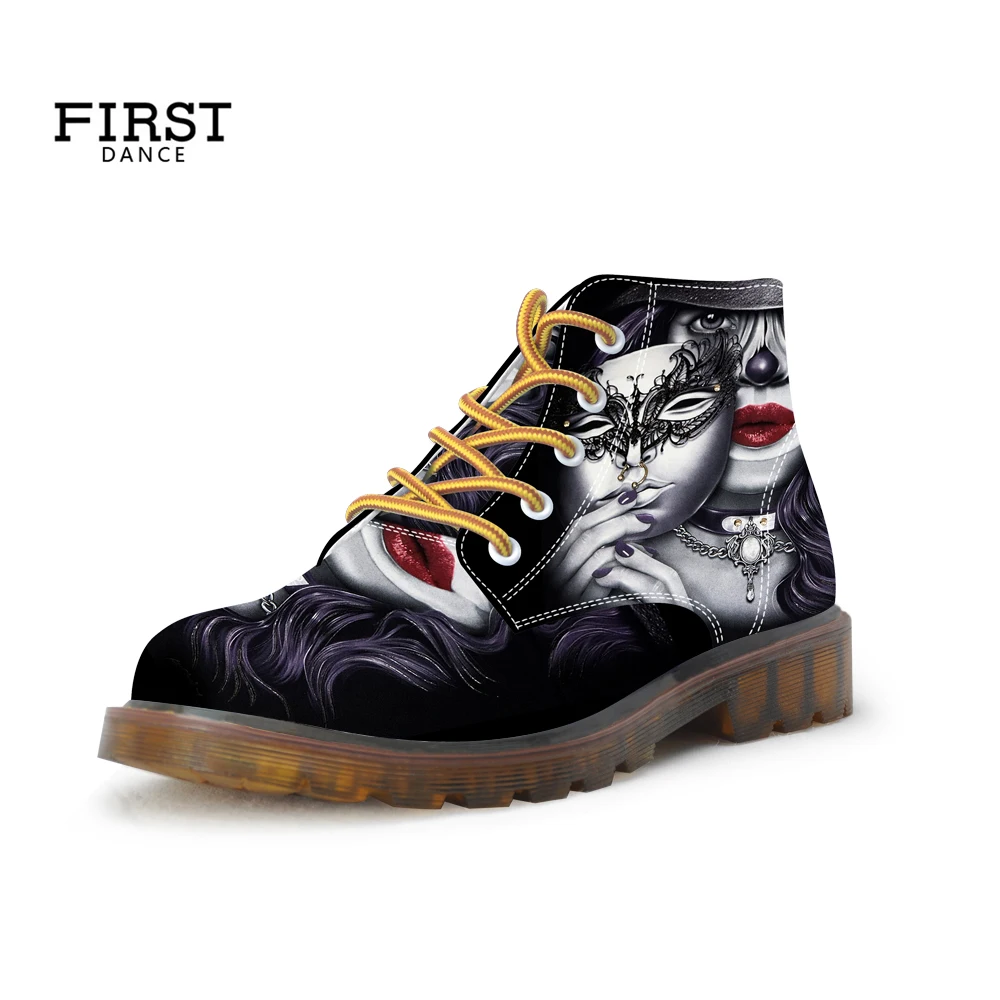 Новинка 2019 стильные женские ботинки с принтом черепа Модные ботильоны для женщин