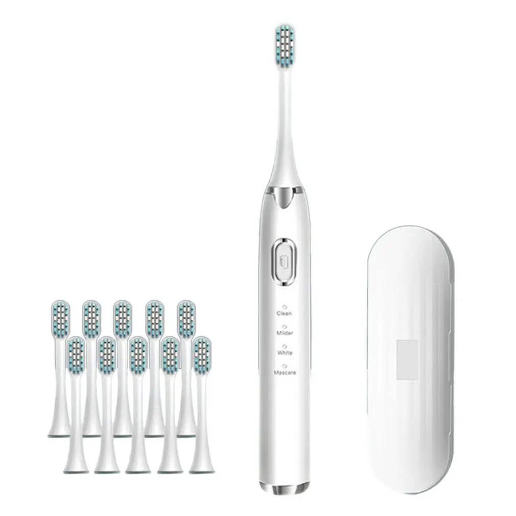 

Ultrasonic Electric Toothbrush Adult Timer Brush 4 Modes USB Charger Rechargeable IPX7 Tooth Brush Replacement Heads Set