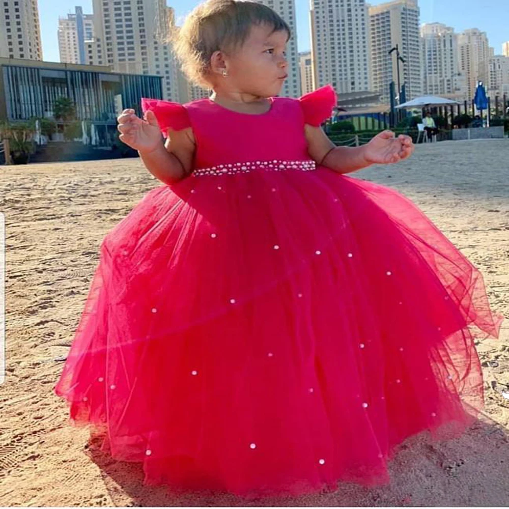 Лидер продаж пышные тюлевые платья для девочек с цветочным принтом и поясом