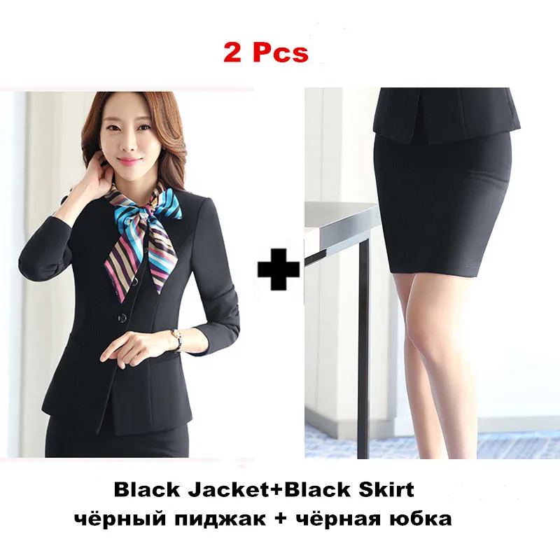 black skirt suit Рабочая одежда, Женская юбка, костюм для отеля, стойка регистрации, рабочий костюм, 2 предмета, куртка с длинными рукавами, юбка/комбинезон, Униформа, ow0528 - Цвет: black skirt suit