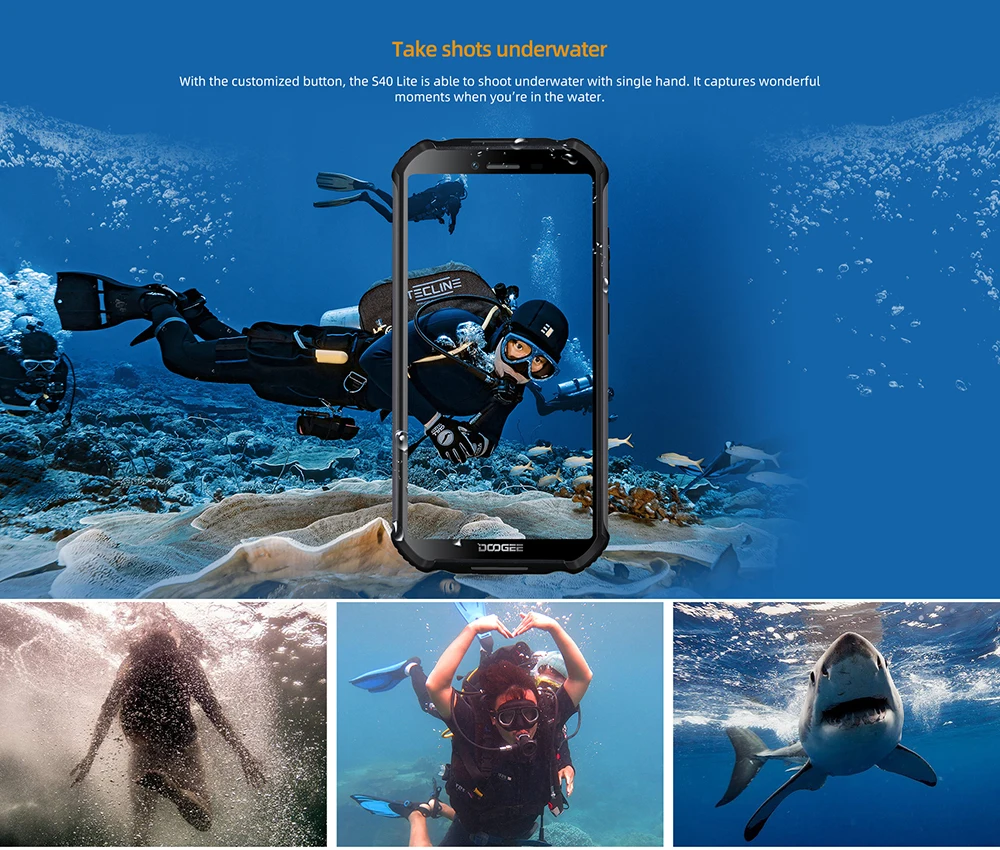 IP68 DOOGEE S40 Lite 5,5 дюймовый дисплей 2 ГБ 16 ГБ Android 9,0 прочный мобильный телефон 5,5 дюймов дисплей 4650 мАч 8,0 МП смартфон