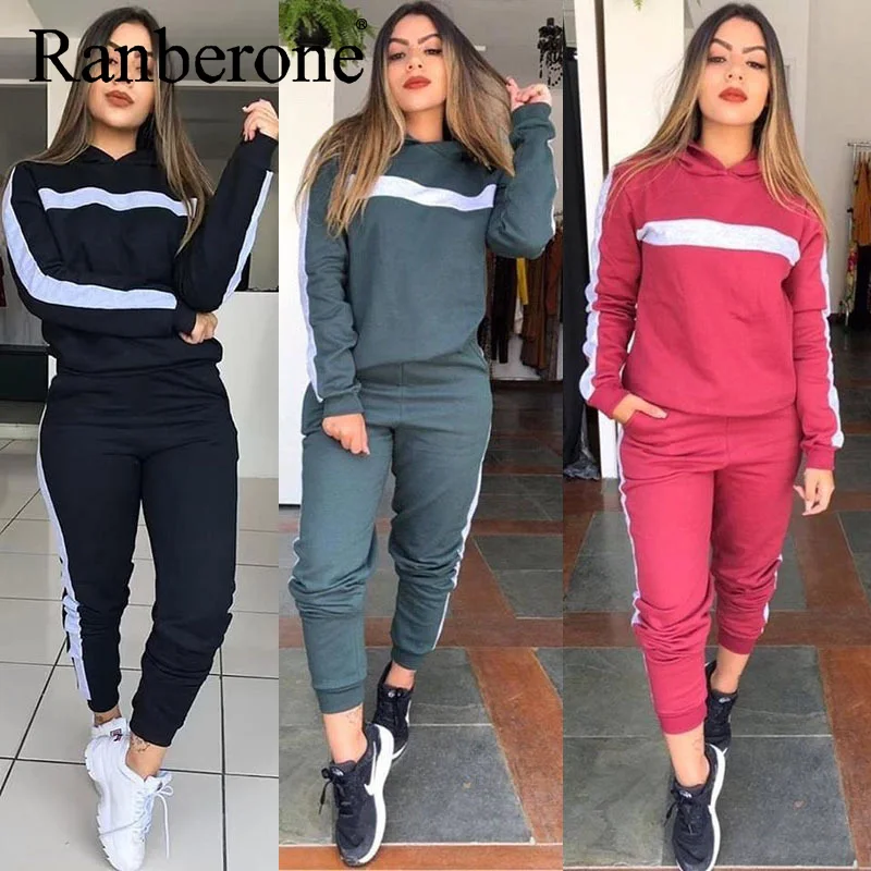 Ranberone Two Piece Pants Set  Fall Clothes Matching Set Women Gym Sport Sets Autumn Outfits Tracksuit Set Sportswear Suit