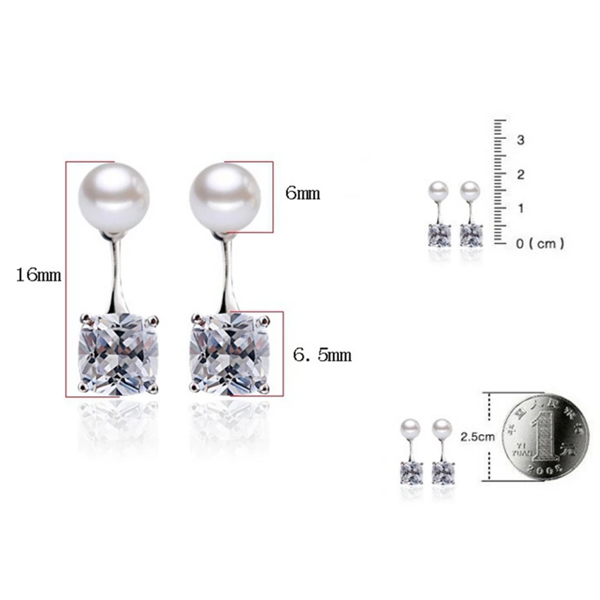 

925 Sterling Silver Jewelry Woman New Fashion Sparkling Crystal Earrings Hanging Pearl Earrings Sweet Temperament Goddess