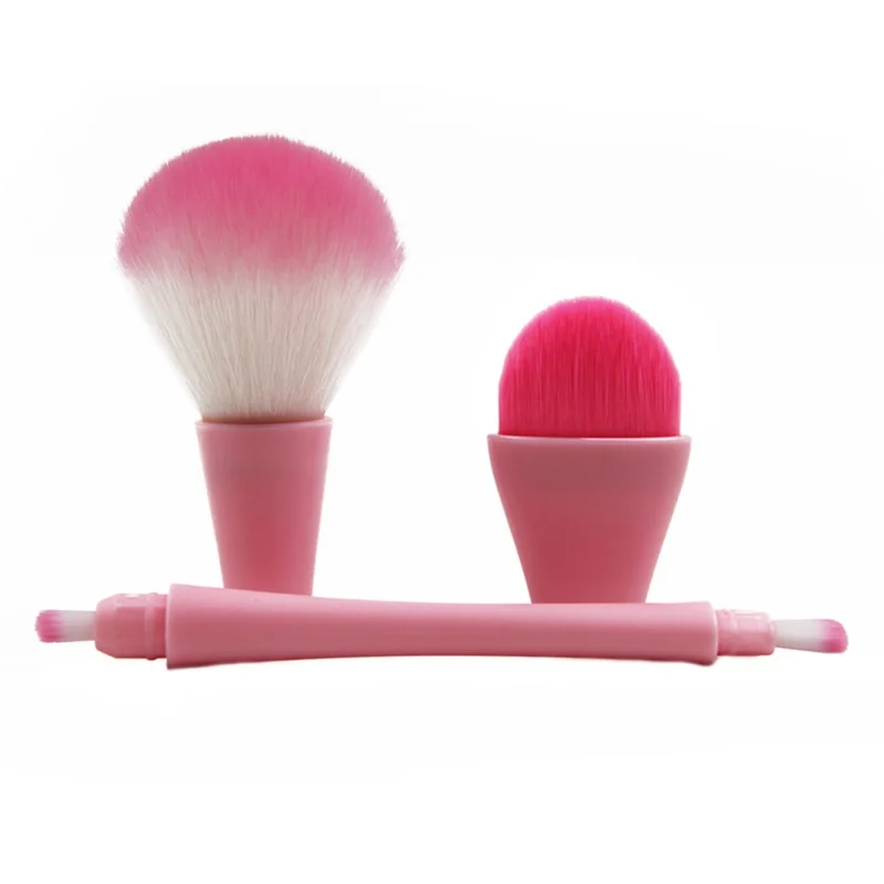 Pink 4 in 1 Foundation Makeup Brushes Makeup Tool Eyebrow Eyeliner Powder Concealer Makeup Cosmetics Tools - Handle Color: Pink