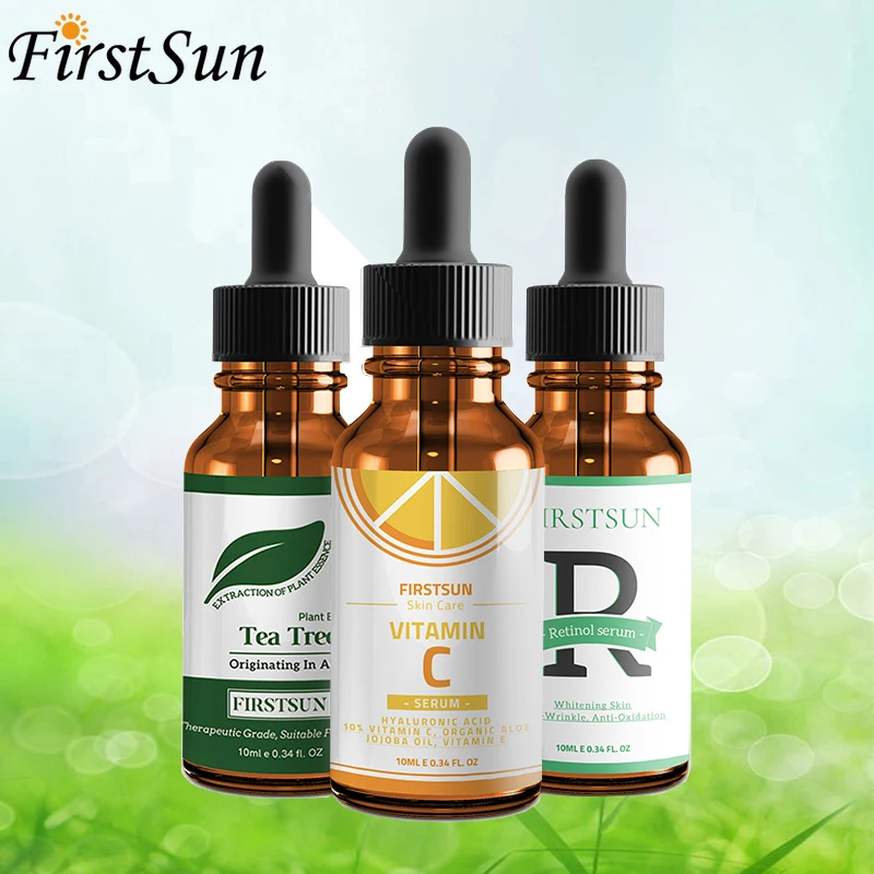 

Firstsun Essential Oil Set Tea Tree Oil + Vitamin C Serum + Retinol Serum Efficient Whitening Anti-acne Anti-aging Skin Care