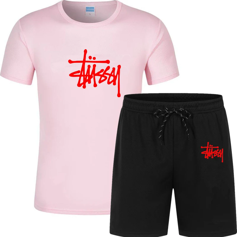 

2021 Hot New Letter Printed T-Shirt Sports Suit Couple Quick Dry Casual Running Suit Summer Short Sleeve Shorts 2-Piece Set 4XL