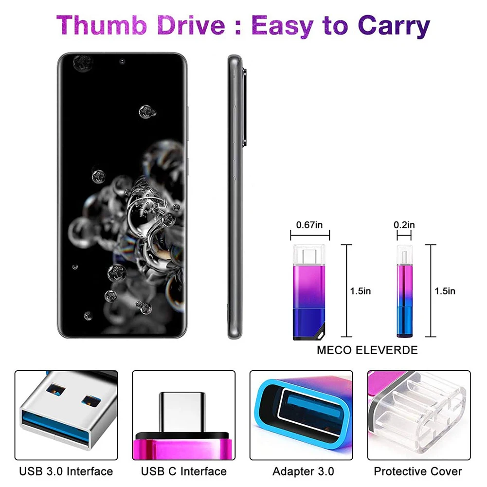 

Mini OTG 2 in 1 USB Flash Drives USB3.0 & Type-C 8GB/16GB/32GB/64GB/128GB Pendrives Pen Drive Cle USB for Smart Device