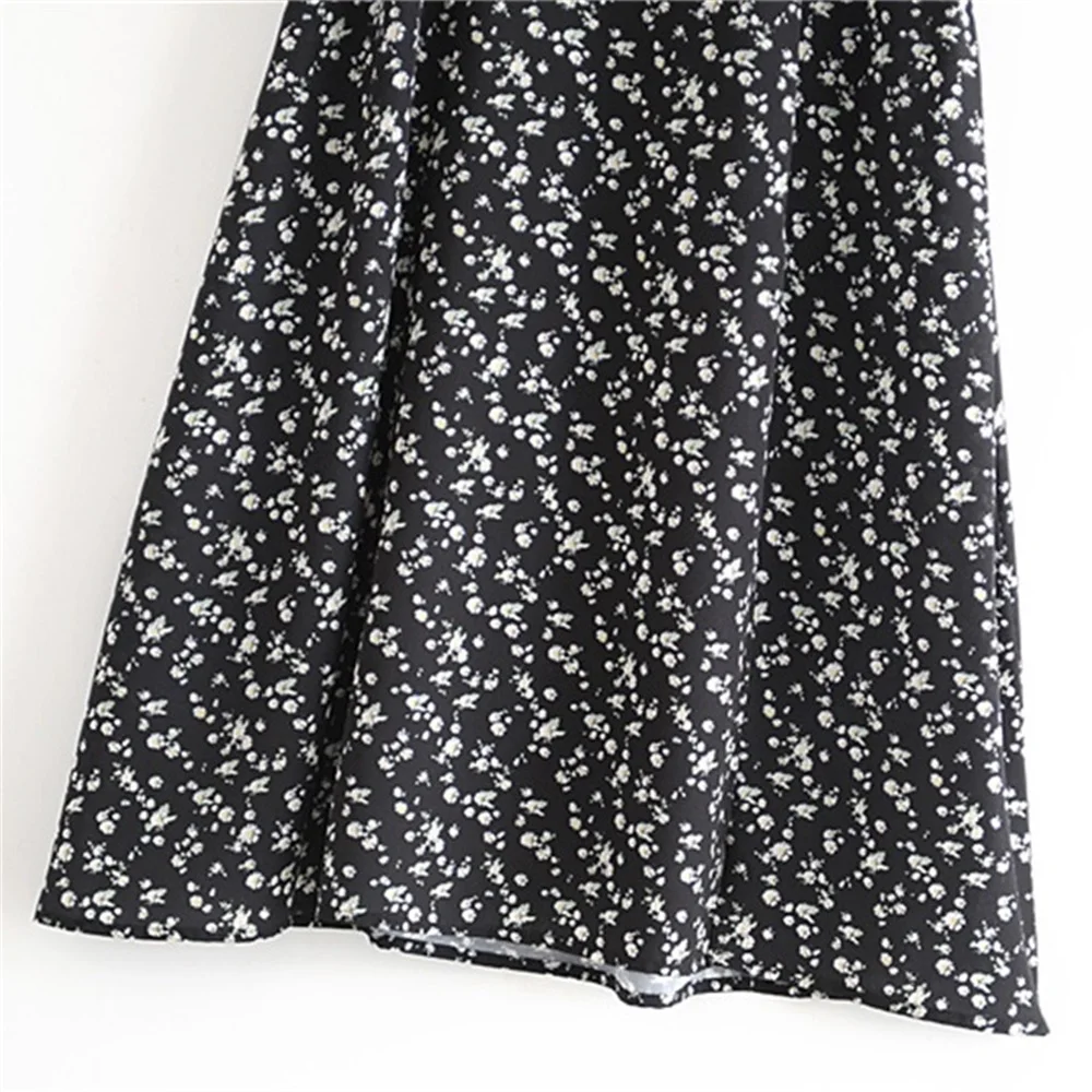 

2020 summer women's new French retro floral dress square collar short-sleeved palace style waist slimming temperament dress