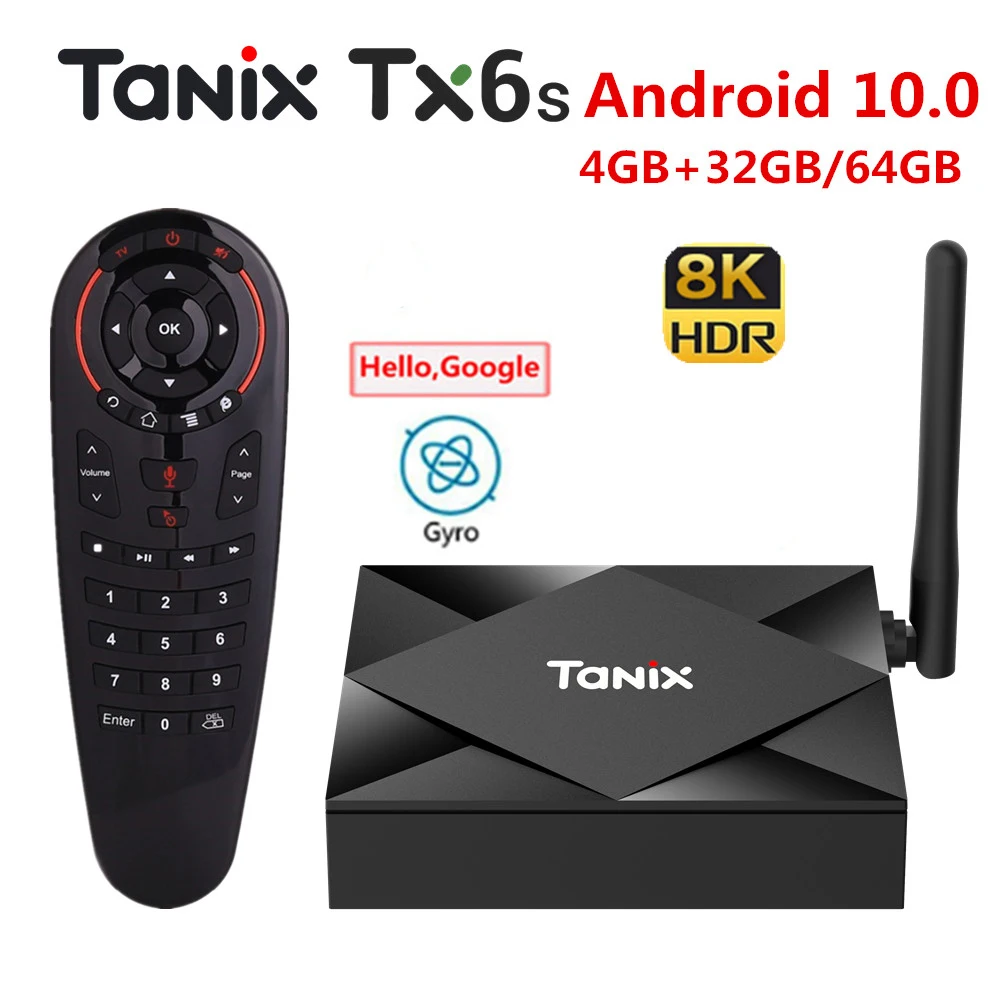 Tanix TX6S Smart Android 10 TV BOX 4GB 64GB Allwinner H616 H.265 8K 2.4G &5.8G WiFi 3D 4K Media player Google Voice Set top Box