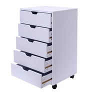 5-Drawer Wood Filing Cabinet Mobile Storage Cabinet for Closet   Office White Color  Office Cabinet File Cabinet