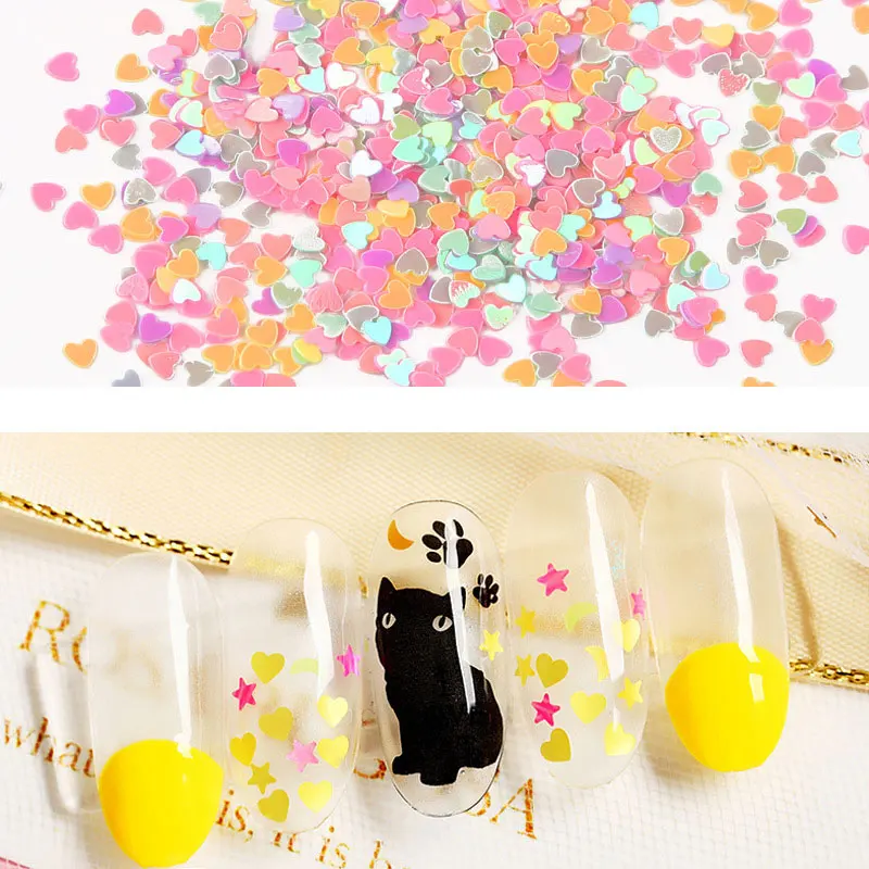 Украшение для ногтей 7 цветов блестки сердце Бабочка Типсы украшения дизайн