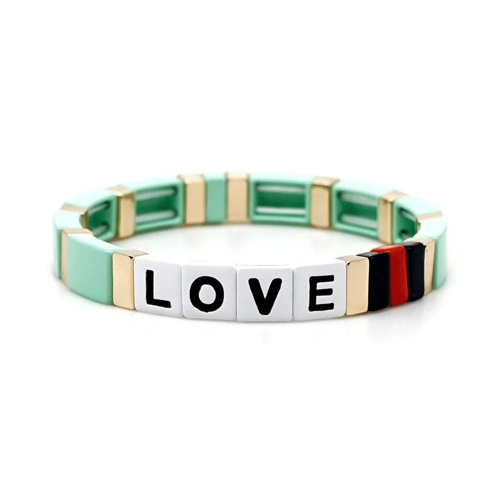 Shinus плиточный браслет для женщин и мужчин Pulseras Mujer женские любовные Браслеты с буквами красочные ювелирные изделия летние пляжные заводские магазины на заказ