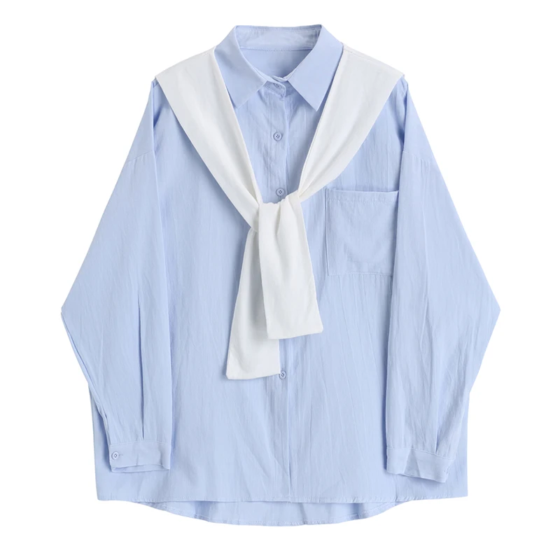 Блузка женская из двух предметов модная Свободная рубашка в Корейском стиле с